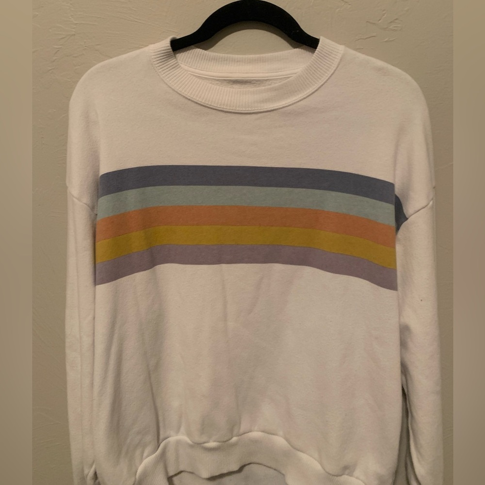 American Eagle white striped sweatshirt